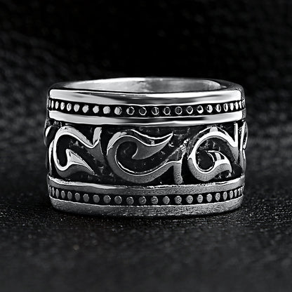Detailed Tribal Stainless Steel Ring
