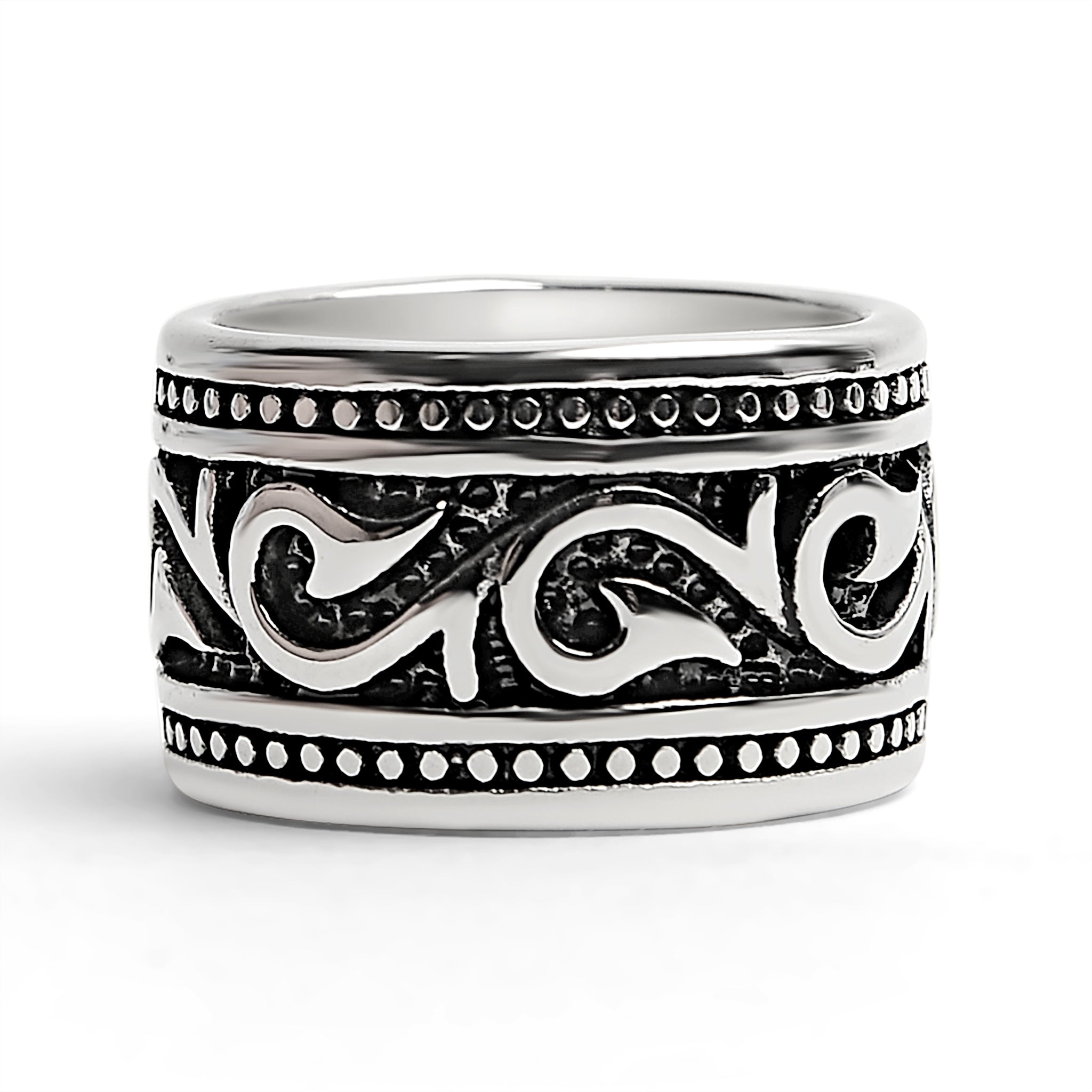 Detailed Tribal Stainless Steel Ring