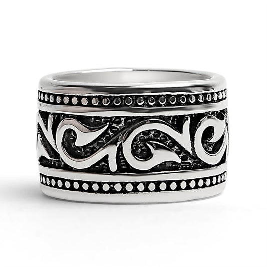 Detailed Tribal Stainless Steel Ring