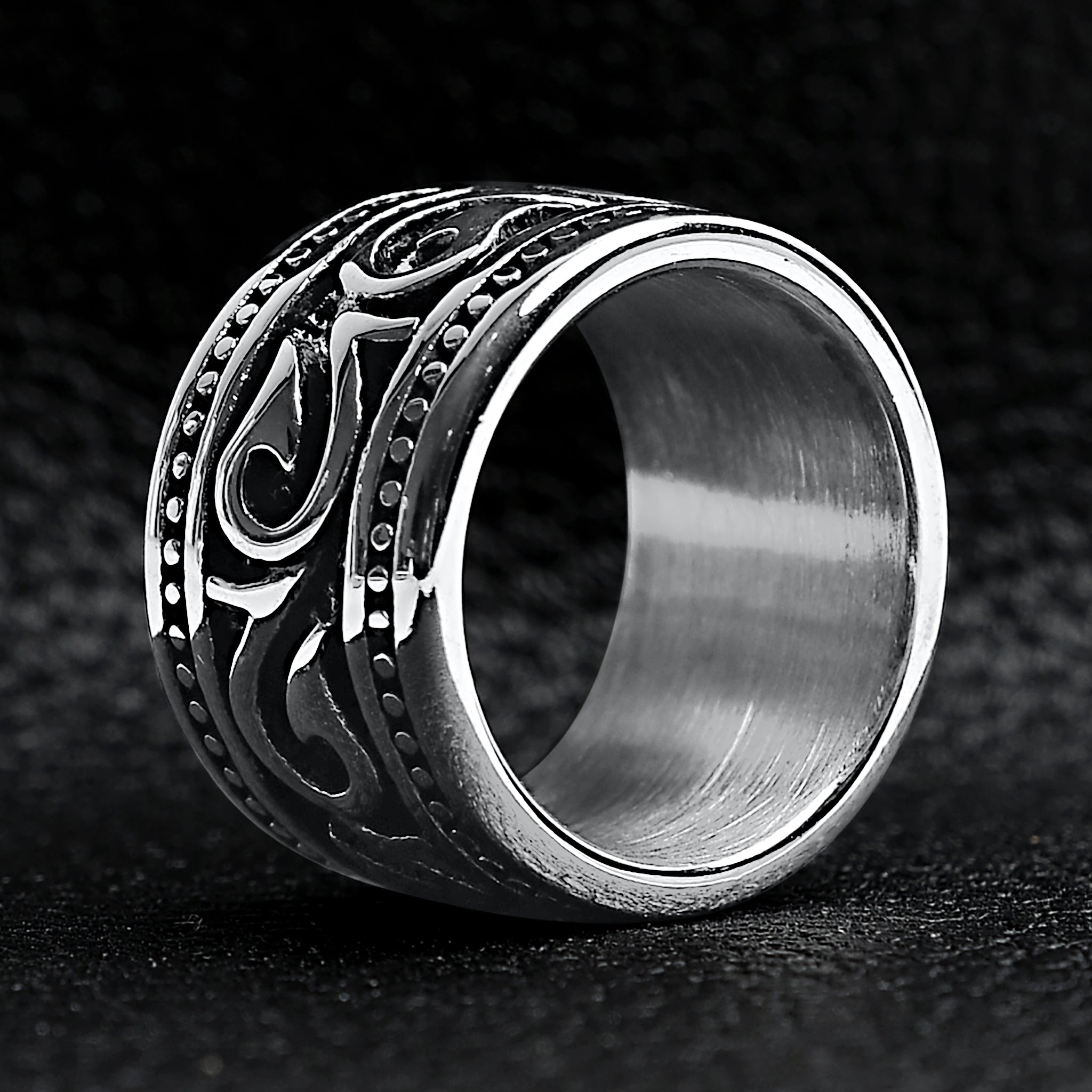 Detailed Tribal Stainless Steel Ring