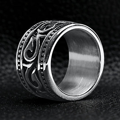 Detailed Tribal Stainless Steel Ring