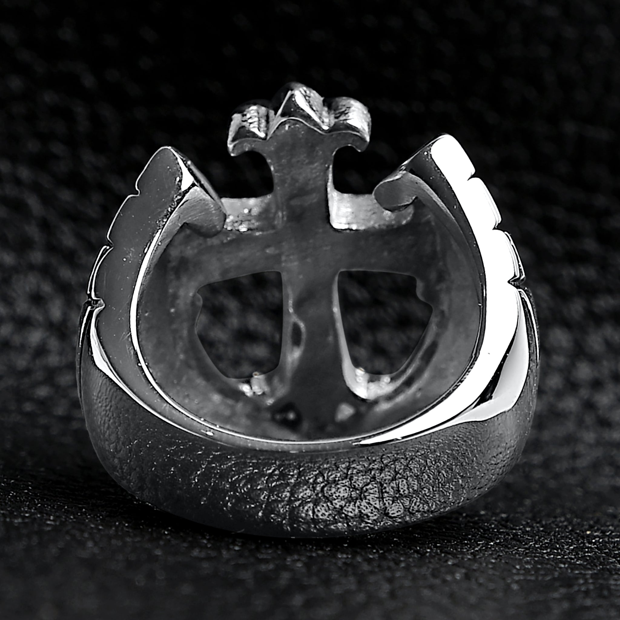 Detailed Cutout Cross Stainless Steel Ring