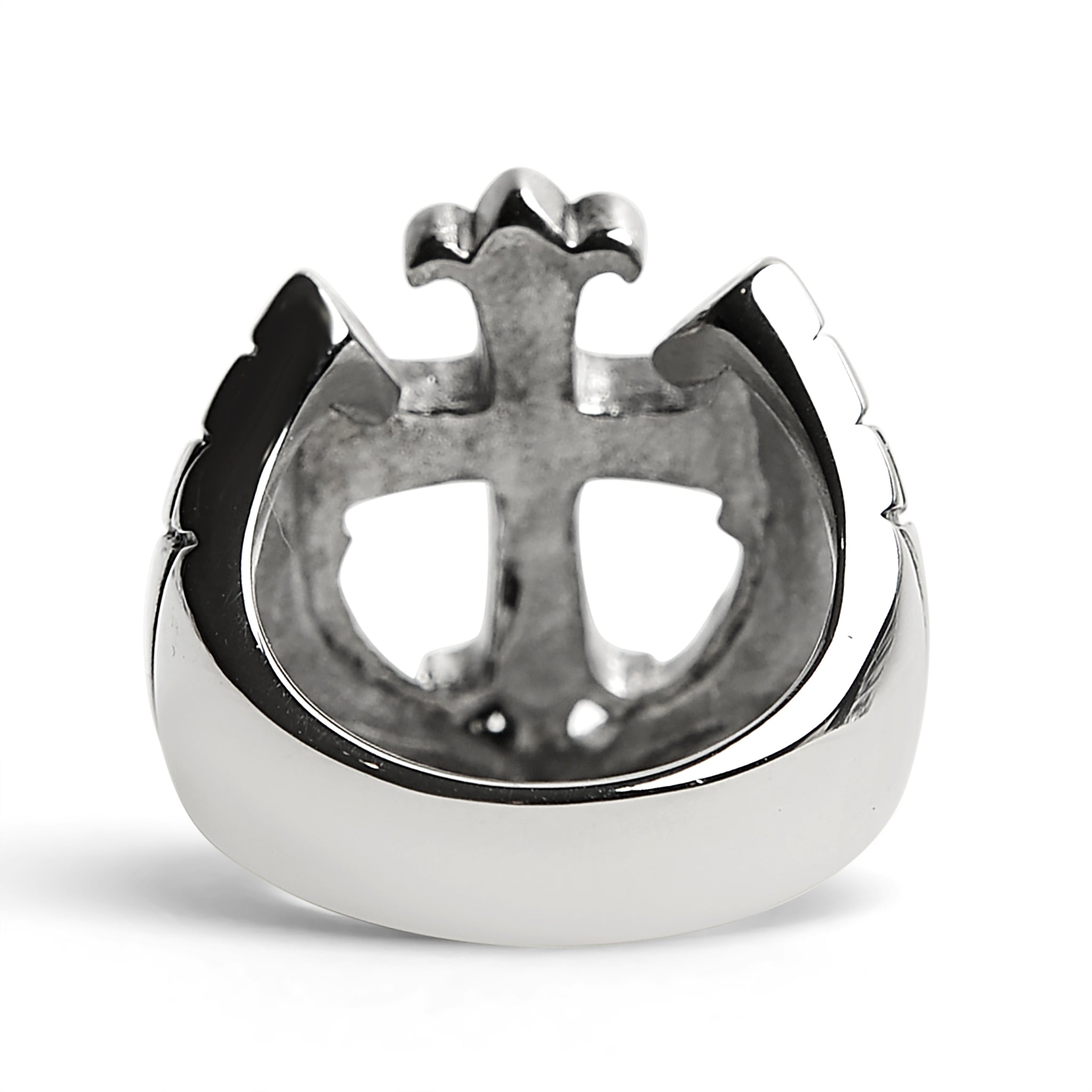 Detailed Cutout Cross Stainless Steel Ring