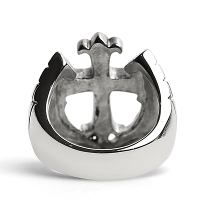 Detailed Cutout Cross Stainless Steel Ring