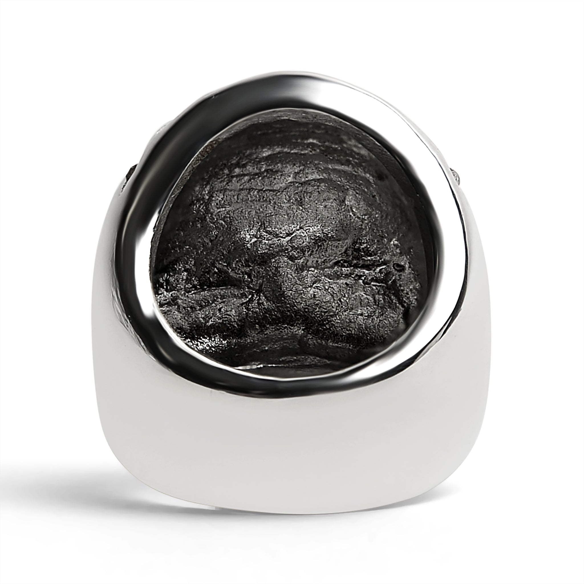 Stainless Steel Black CZ Eyed Skull With Clear CZ UK Flag Ring
