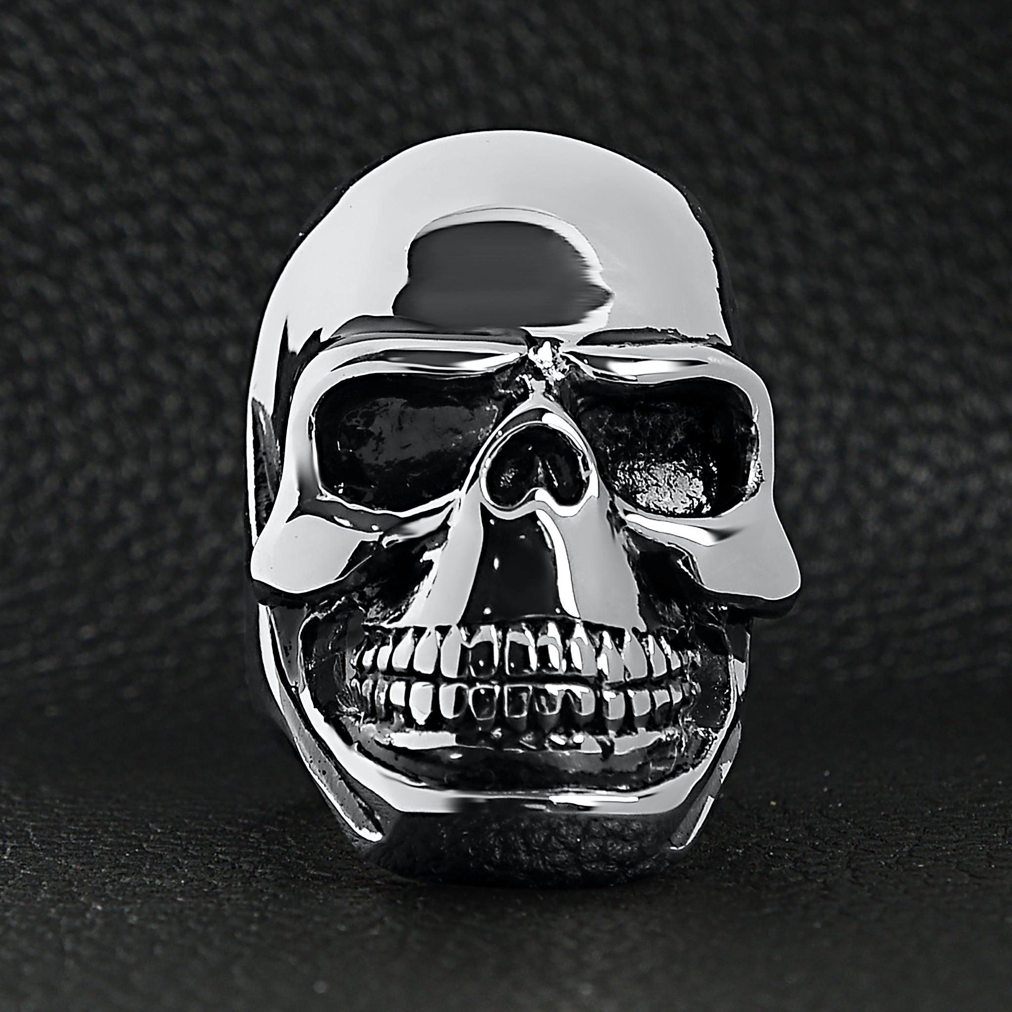 Stainless Steel Grinning Skull Ring