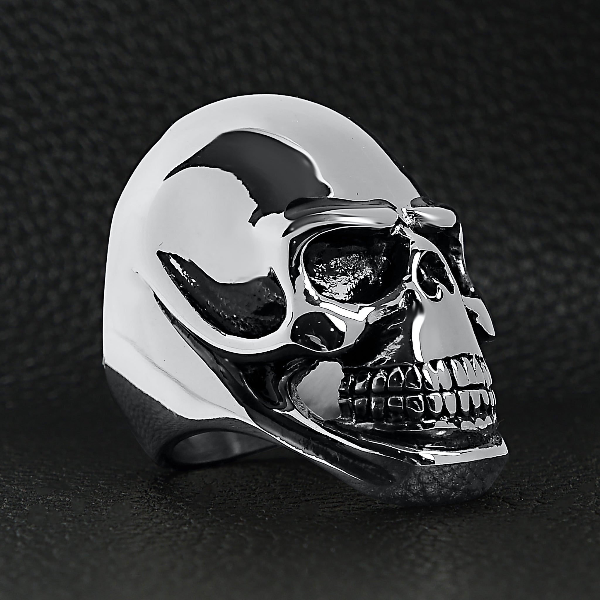 Stainless Steel Grinning Skull Ring