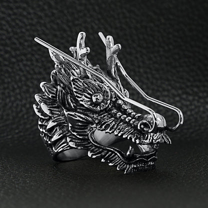 Stainless Steel Eastern Dragon Head Ring