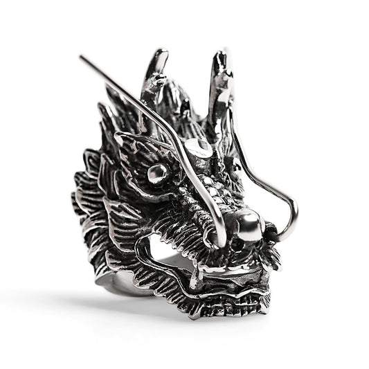Stainless Steel Eastern Dragon Head Ring