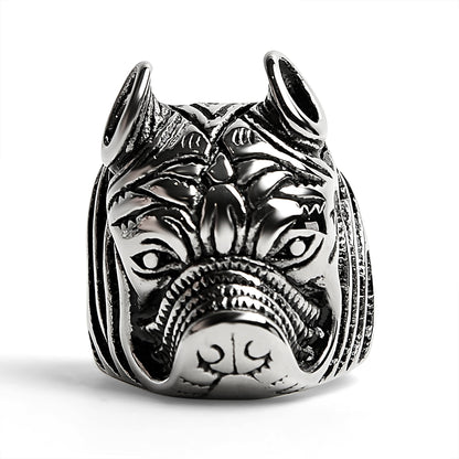 Stainless Steel Pit Bull Dog Ring