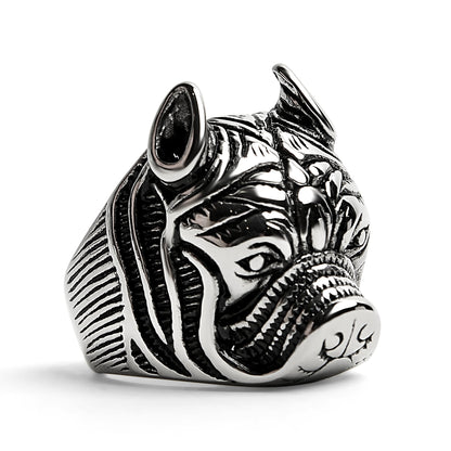 Stainless Steel Pit Bull Dog Ring