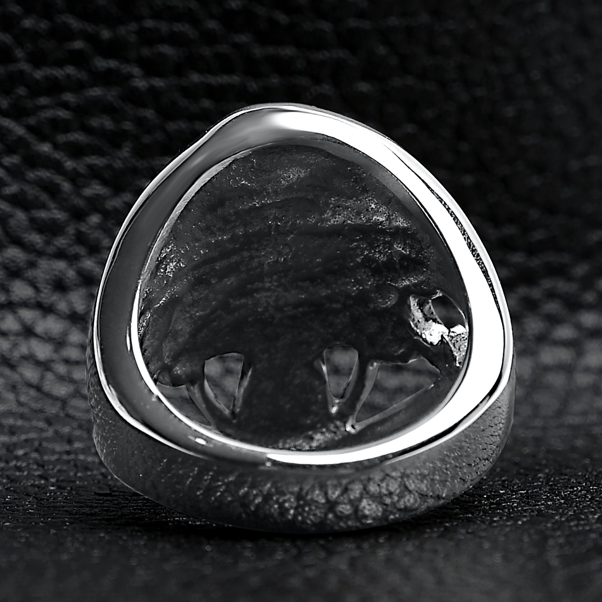 Detailed Eye Patch Skull With Skull Hat Stainless Steel Ring
