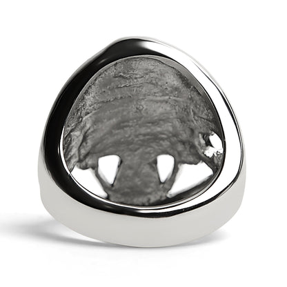 Detailed Eye Patch Skull With Skull Hat Stainless Steel Ring