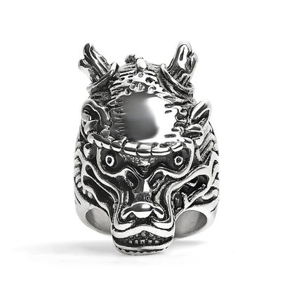 Stainless Steel Eastern Dragon Head Ring