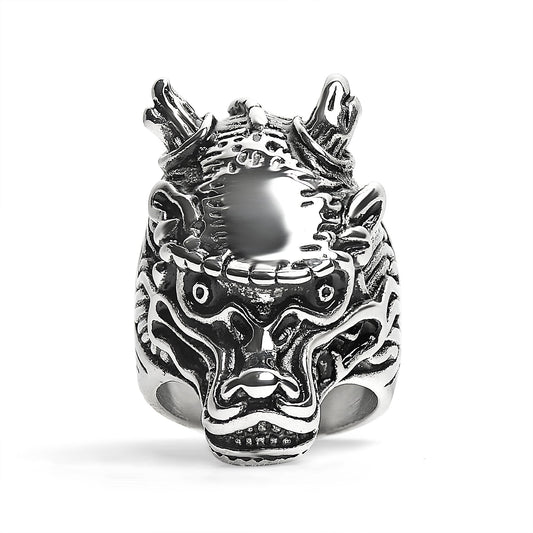 Stainless Steel Eastern Dragon Head Ring