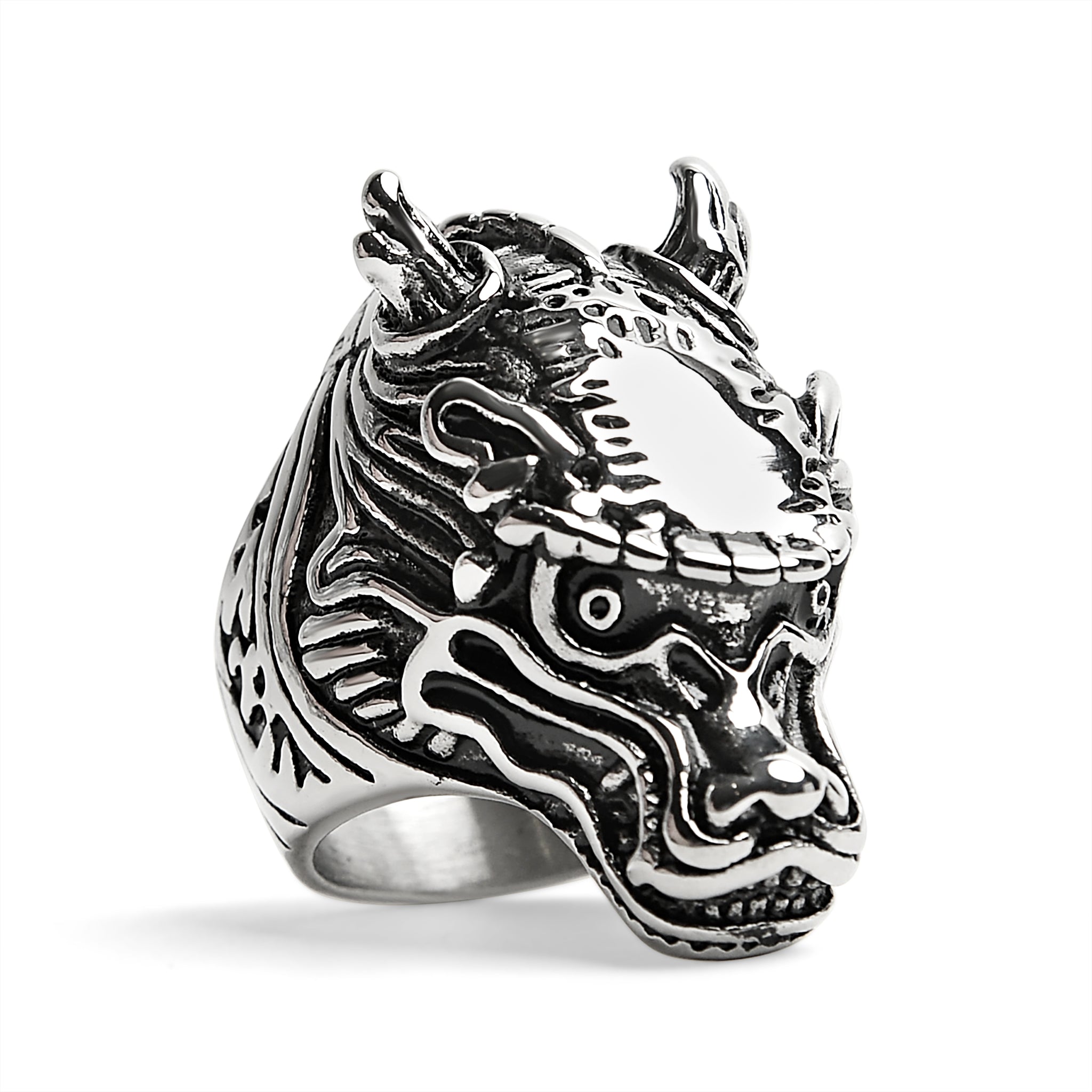 Stainless Steel Eastern Dragon Head Ring