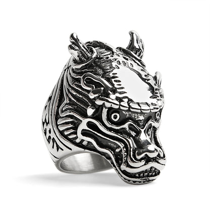 Stainless Steel Eastern Dragon Head Ring