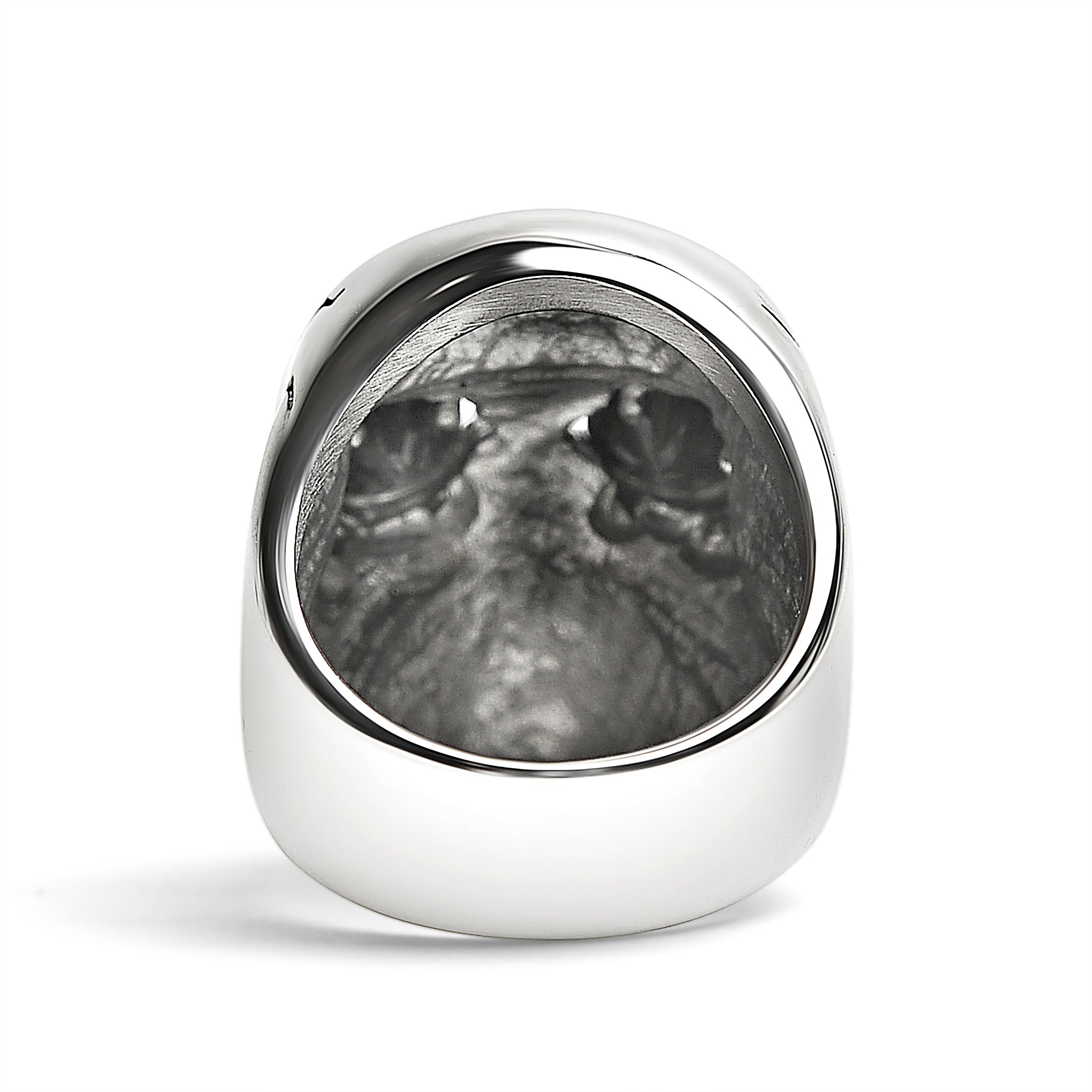 Detailed Cracked Skull with CZ Eyes Stainless Steel Ring