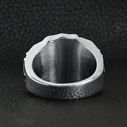 Stainless Steel 18K Gold PVD Coated Fleur De Lis Shield Signet Ring