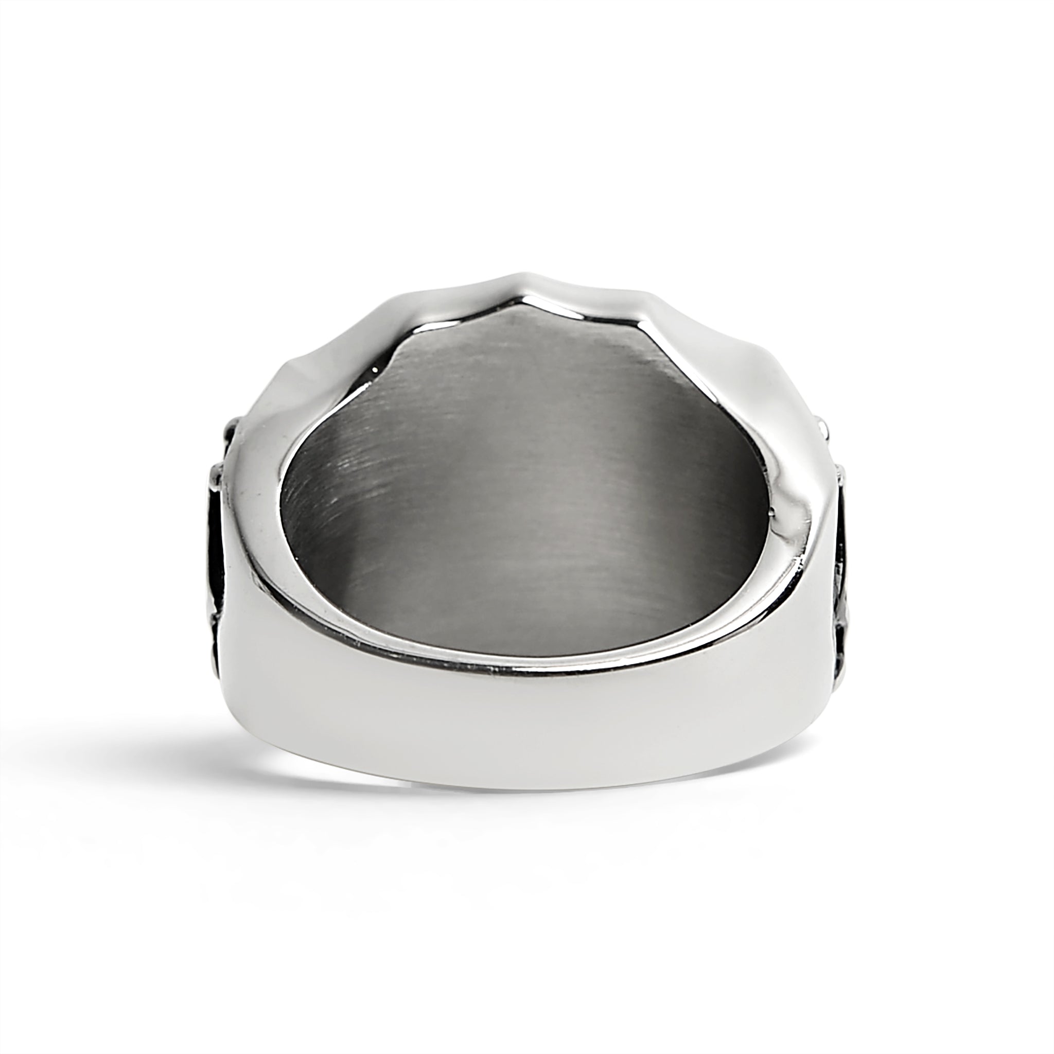 Stainless Steel 18K Gold PVD Coated Fleur De Lis Shield Signet Ring