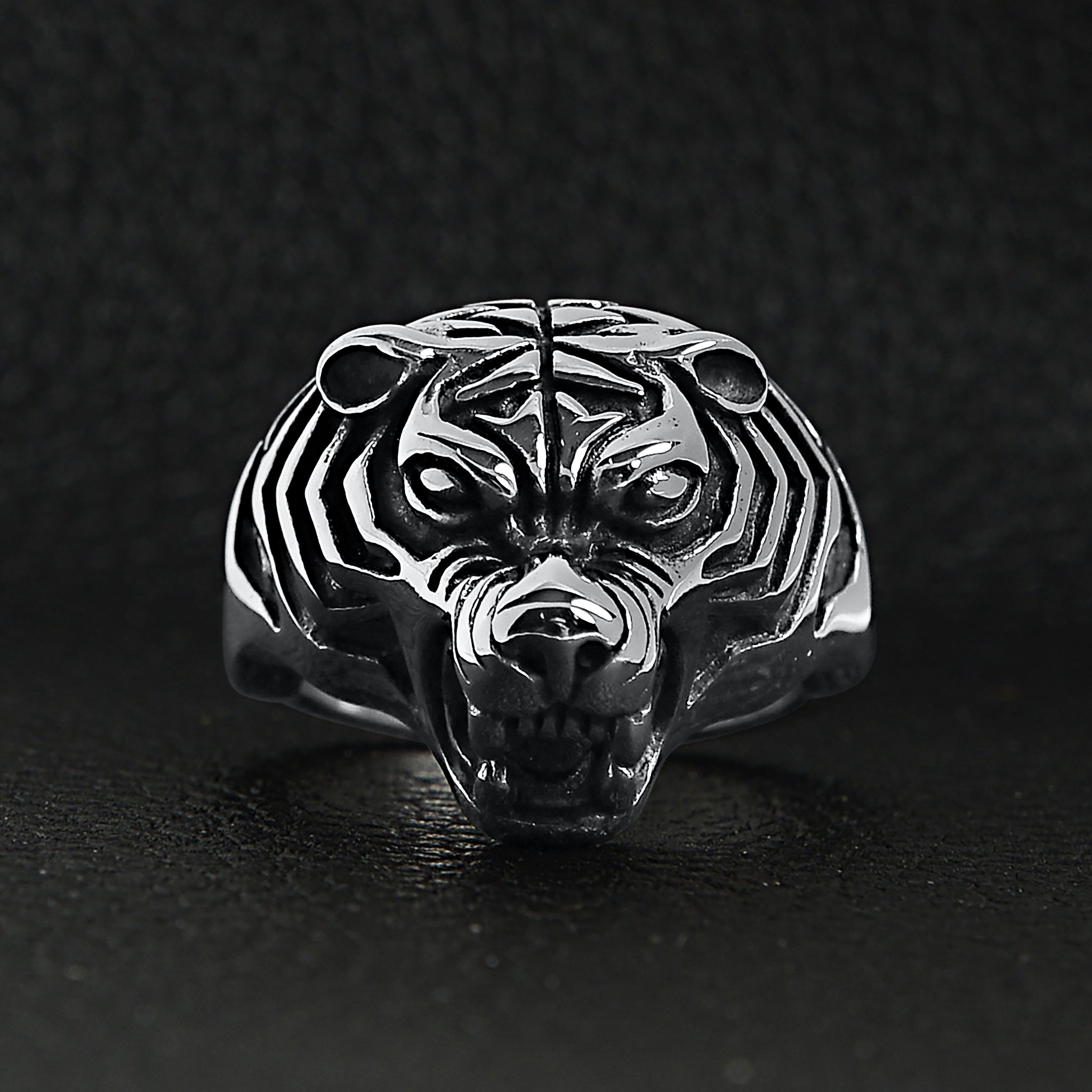 Stainless Steel Snarling Tiger Ring