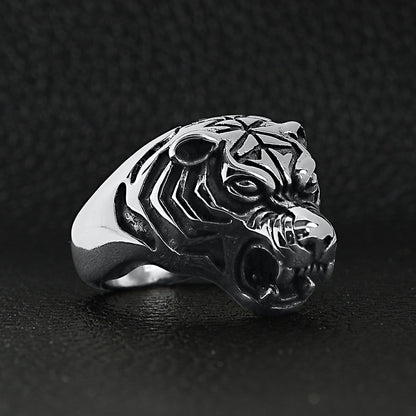 Stainless Steel Snarling Tiger Ring