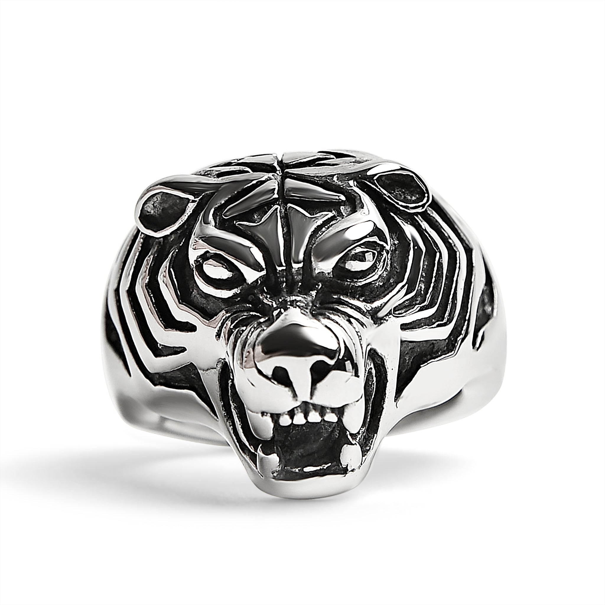 Stainless Steel Snarling Tiger Ring