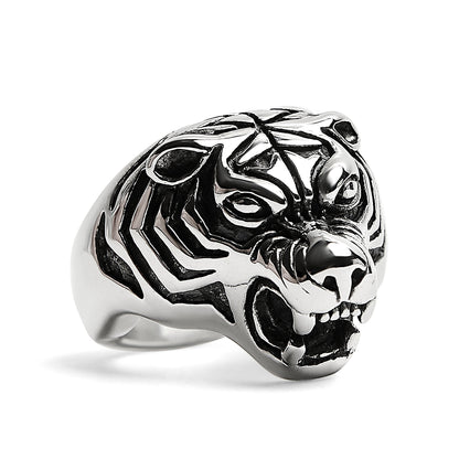Stainless Steel Snarling Tiger Ring