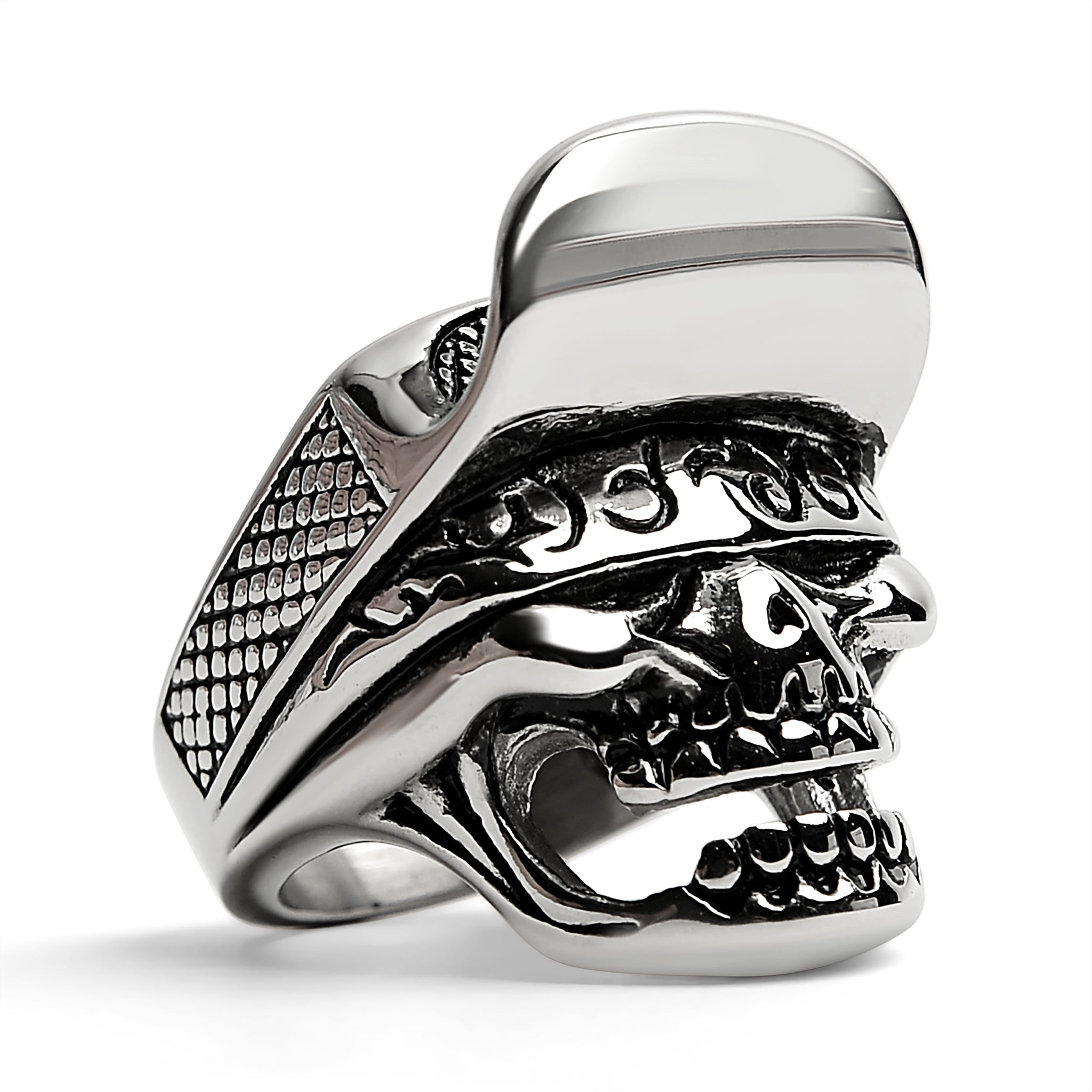 Stainless Steel Trucker Hat Skull Ring