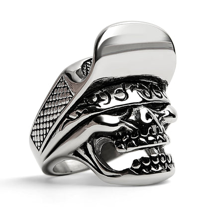 Stainless Steel Trucker Hat Skull Ring
