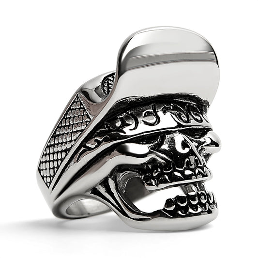 Stainless Steel Trucker Hat Skull Ring