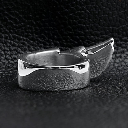 Detailed Wing Stainless Steel Ring