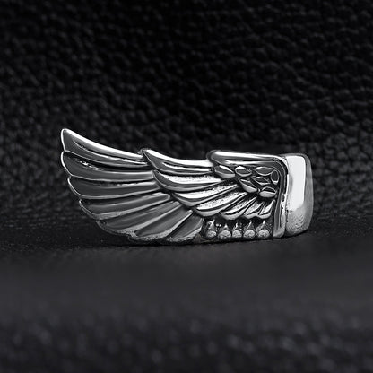 Detailed Wing Stainless Steel Ring