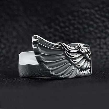Detailed Wing Stainless Steel Ring