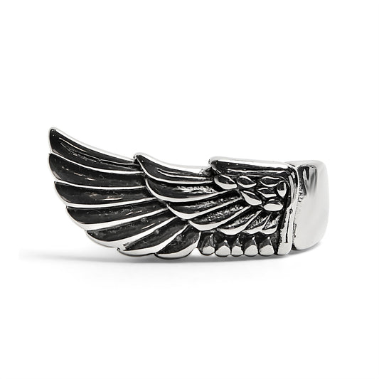 Detailed Wing Stainless Steel Ring