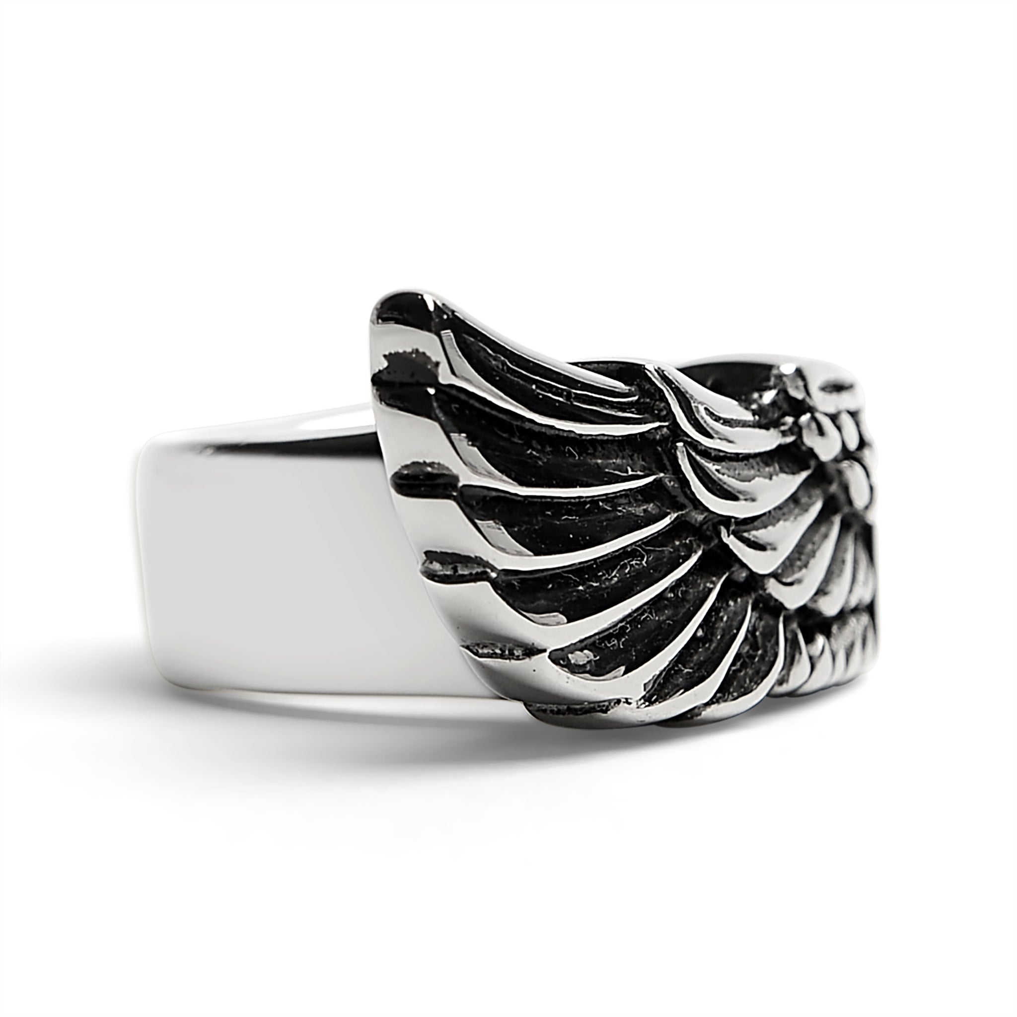 Detailed Wing Stainless Steel Ring