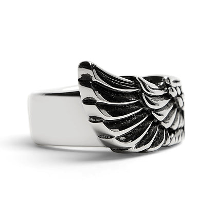 Detailed Wing Stainless Steel Ring