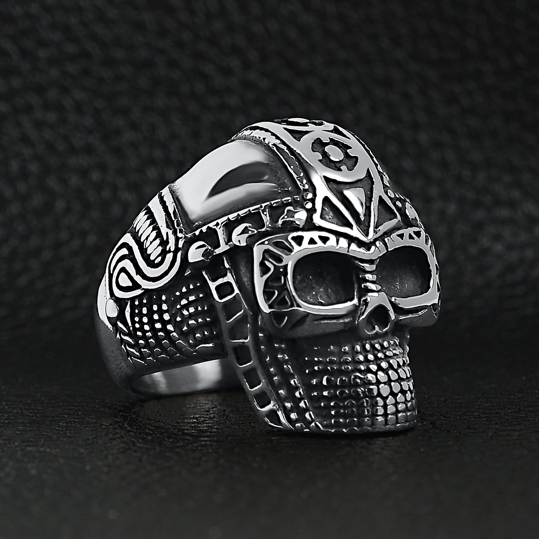 Stainless Steel Ancient Warrior Guard Skull Ring