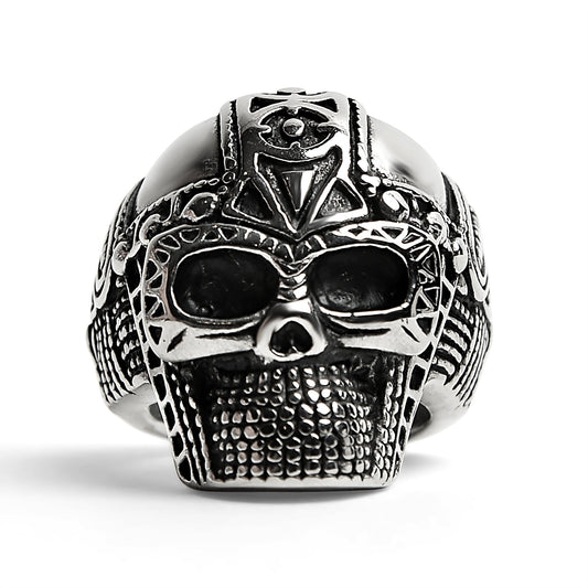 Stainless Steel Ancient Warrior Guard Skull Ring