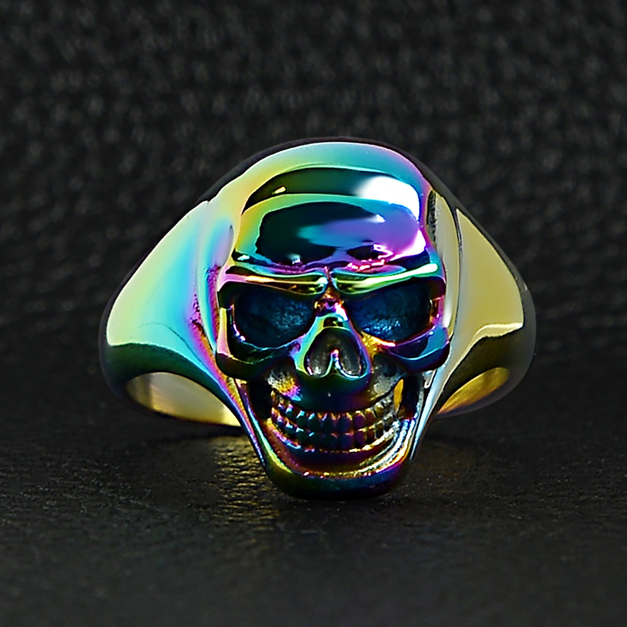 Stainless Steel Rainbow Skull Ring