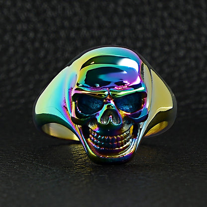Stainless Steel Rainbow Skull Ring