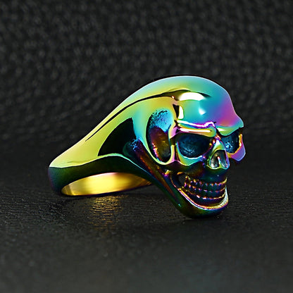 Stainless Steel Rainbow Skull Ring