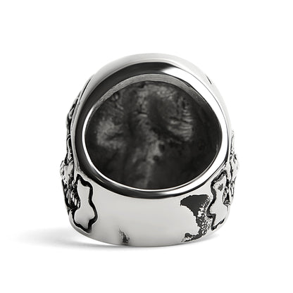 Stainless Steel Skull With Skeleton Accents Ring