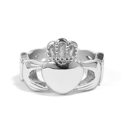 Stainless Steel Detailed Claddagh Ring