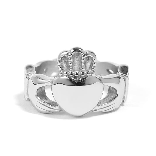 Stainless Steel Detailed Claddagh Ring