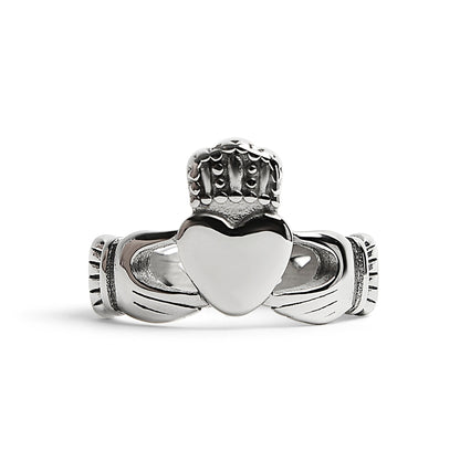 Stainless Steel Detailed Claddagh Ring