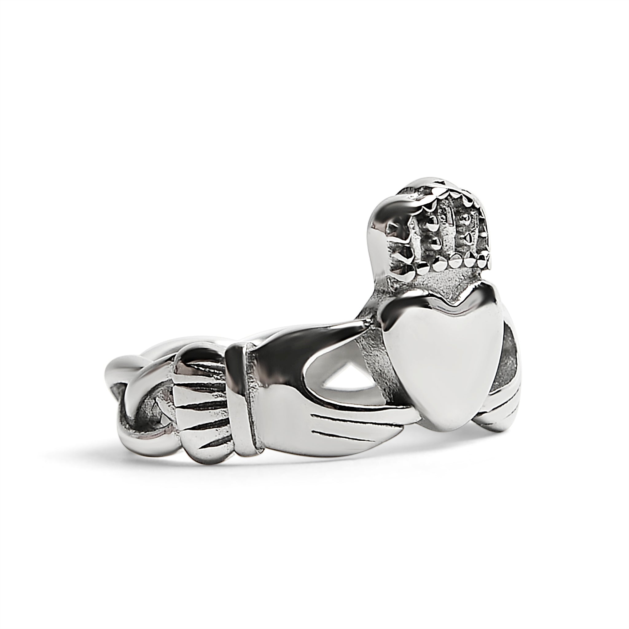 Stainless Steel Detailed Claddagh Ring