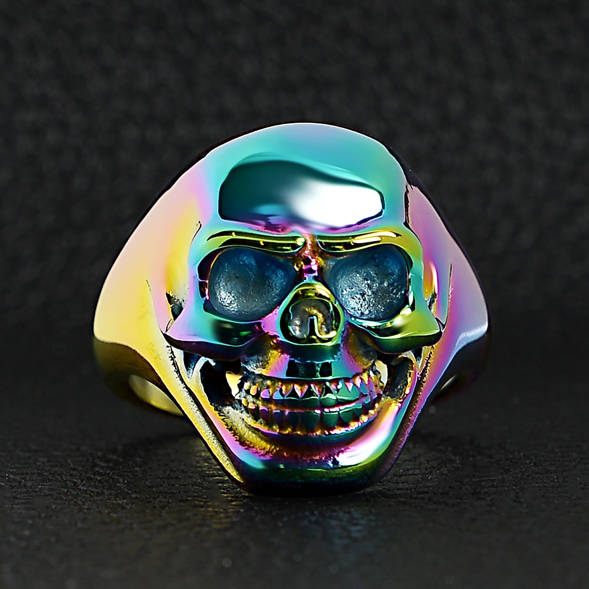 Stainless Steel Rainbow Skull Ring