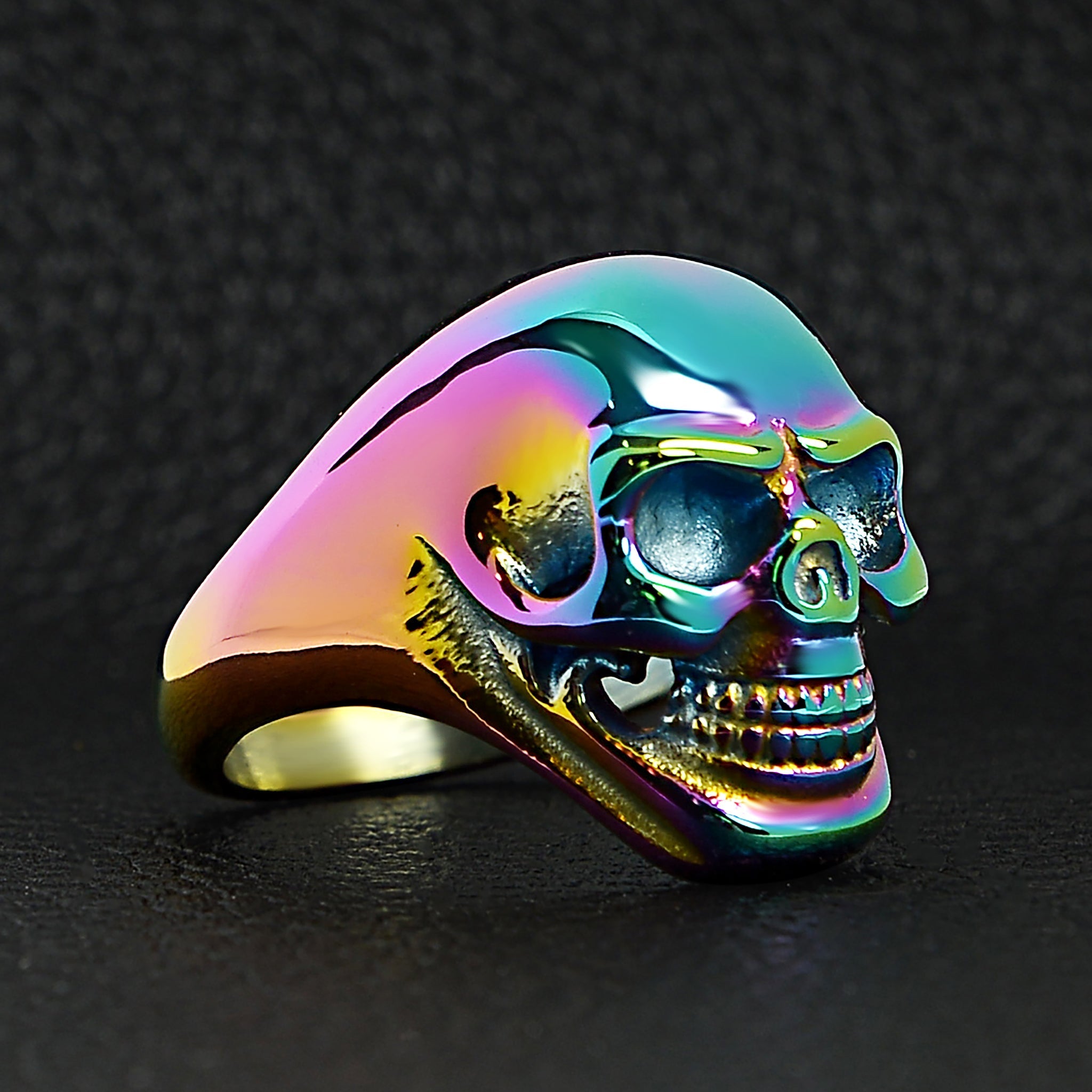 Stainless Steel Rainbow Skull Ring