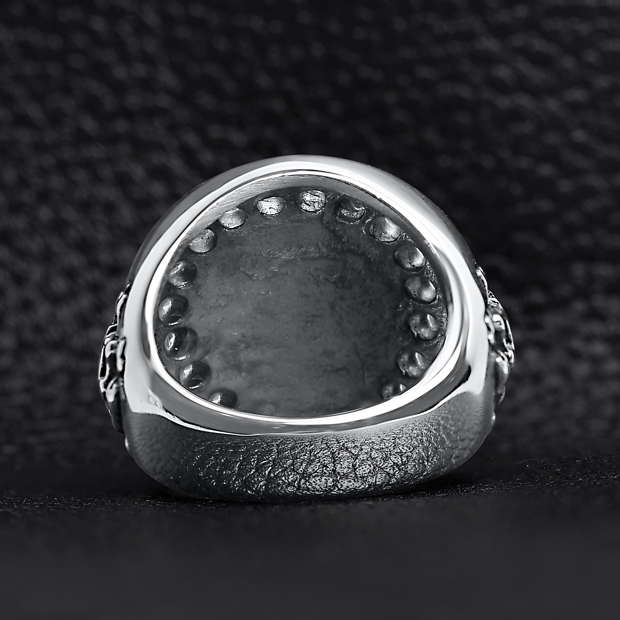 Stainless Steel King Skull And Crossbones With CZ Accent Stones Signet Ring